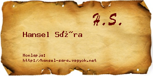 Hansel Sára névjegykártya